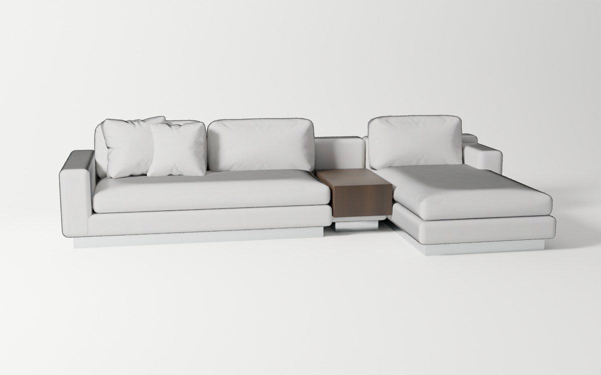 The Arden sectional in velvet, changing colour