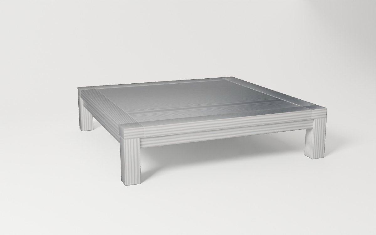 The Inkstone coffee table: solid oak · ink · 1 500 × 1 500 mm · height 370 mm